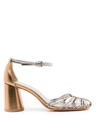 Sarah Chofakian Cyril 75mm Metallic Sandals In Gold