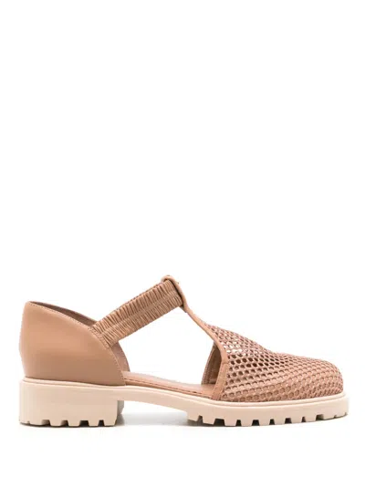 Sarah Chofakian Dimitri Open-knit Sandals In Brown