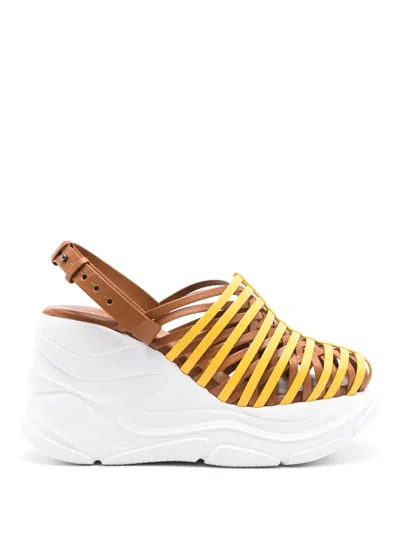 Sarah Chofakian Drian 95mm Strappy Wedge Sandals In Brown