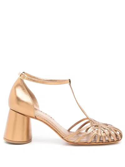 Sarah Chofakian Eugenie Metallic-effect Leather Sandals
