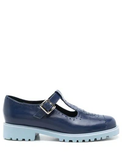 Sarah Chofakian Faisal Leather Mary Janes In Blue