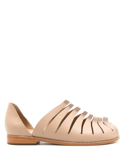 Sarah Chofakian Faustine Cut-out Sandals In Neutrals
