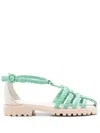 Sarah Chofakian Flanner Caged Braided Sandals In Green