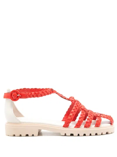 Sarah Chofakian Flanner Caged Sandals In Orange
