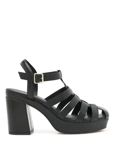 Sarah Chofakian Fleure 70mm Leather Sandals In Black