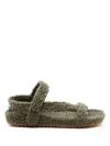 Sarah Chofakian Fluffy Touch-strap Sandals In Green