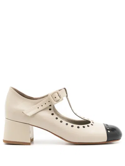 Sarah Chofakian Gabrielle 40mm Leather Pumps In Neutrals