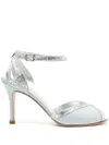 Sarah Chofakian Gelee 75mm Metallic-finish Sandals In Blue