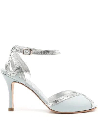Sarah Chofakian Gelee 75mm Metallic-finish Sandals In Blue