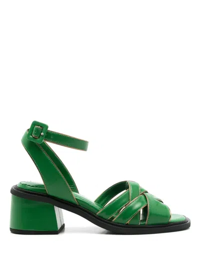Sarah Chofakian Giverny 45mm Leather Sandals In Green