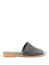 Sarah Chofakian Interwoven Flat Leather Sandals In Grey