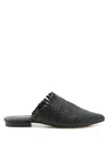Sarah Chofakian Interwoven Leather Mules In Black