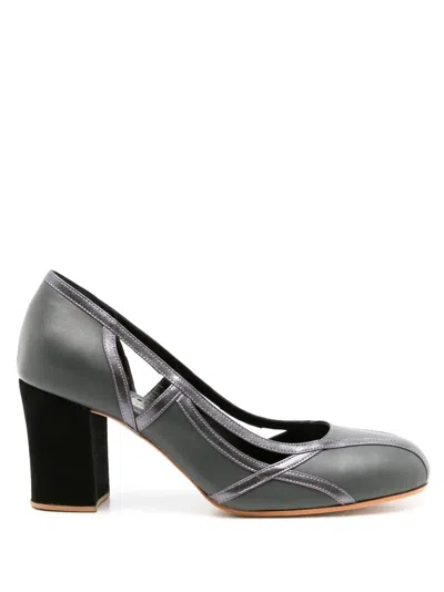 Sarah Chofakian Jubilee 55mm Cut-out Pumps In Grey