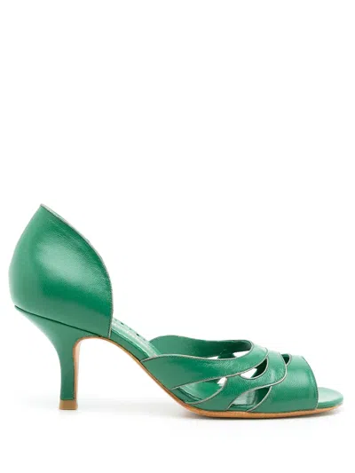 Sarah Chofakian Kate Pumps In Green