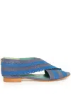 Sarah Chofakian Lauder Cross-strap Flat Sandals In Blue