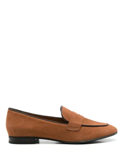 Sarah Chofakian Lauren Penny-slot Leather Loafers In Brown