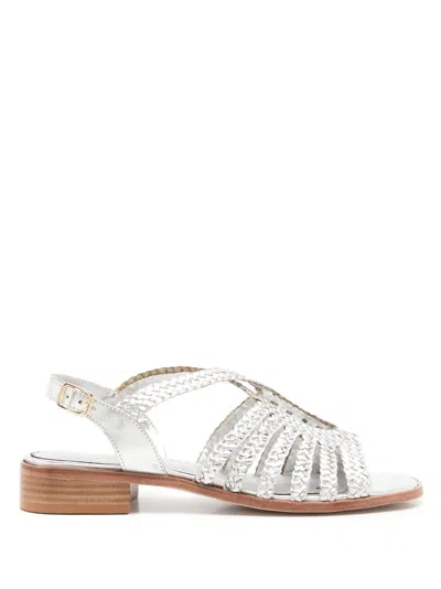 Sarah Chofakian Le Marais Metallic Braided Sandals In Silver