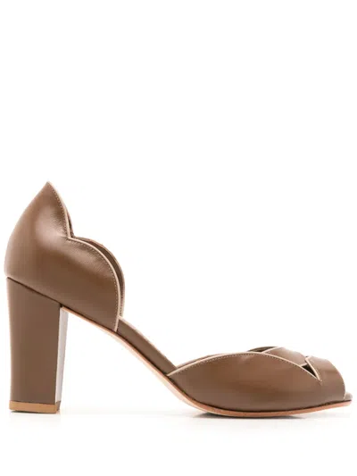Sarah Chofakian Léger 75mm Leather Pumps In Brown