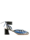 Sarah Chofakian Lilibet 50mm Ankle-tie Sandals In Blue