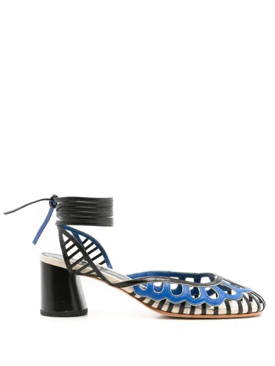 Sarah Chofakian Lilibet 50mm Ankle-tie Sandals In Blue