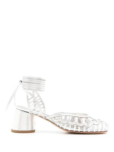 Sarah Chofakian Lilibet 55mm Leather Pumps In Silver
