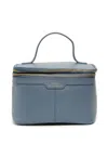 Sarah Chofakian Logo-print Leather Make Up Bag In Blue