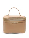 Sarah Chofakian Logo-print Leather Make Up Bag In Neutrals