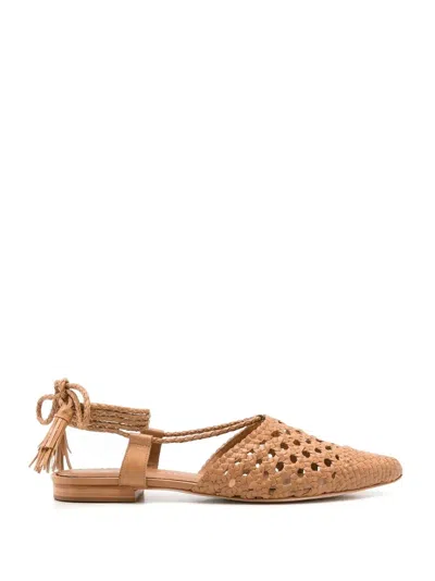 Sarah Chofakian Lovina Woven Shoes In Brown