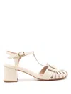 Sarah Chofakian Marly Caged Leather Sandals In Neutrals