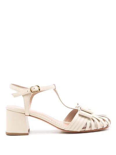 Sarah Chofakian Marly Caged Leather Sandals In Neutrals