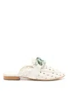 Sarah Chofakian Massena Woven Flat Mules In White