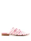 Sarah Chofakian Mia Stripe-detailing Slides In Pink
