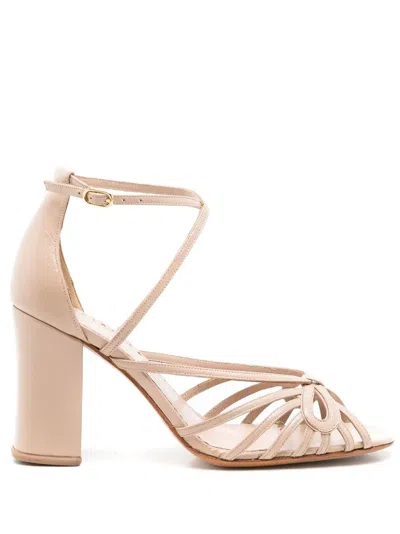 Sarah Chofakian Miuccia 75mm Bow-detail Sandals In Neutrals
