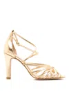 Sarah Chofakian Miuccia Caged 75mm Leather Sandals In Gold