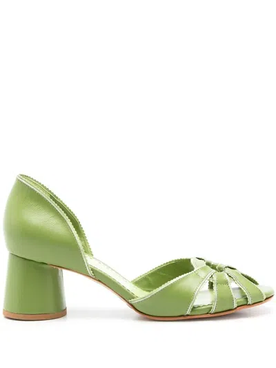 Sarah Chofakian Multi-way Strap Heeled Sandals In Green