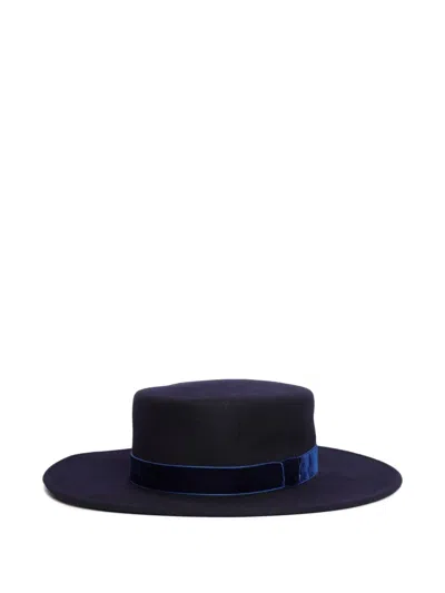 Sarah Chofakian Velvet Ribbon-trimmed Wide-brim Hat