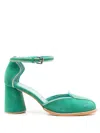 Sarah Chofakian Noell 65mm Suede Pumps In Green