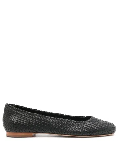 Sarah Chofakian Orly Woven Ballerina Shoes In Black