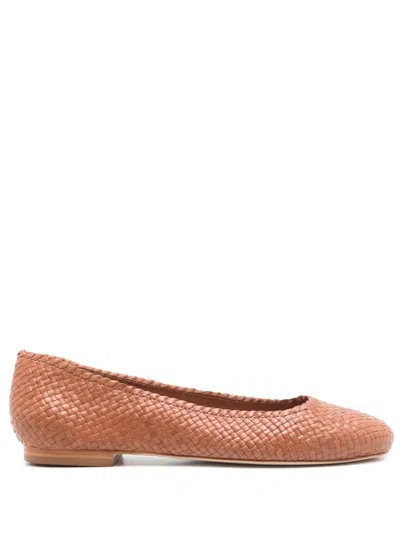 Sarah Chofakian Orly Woven Ballerina Shoes In Brown