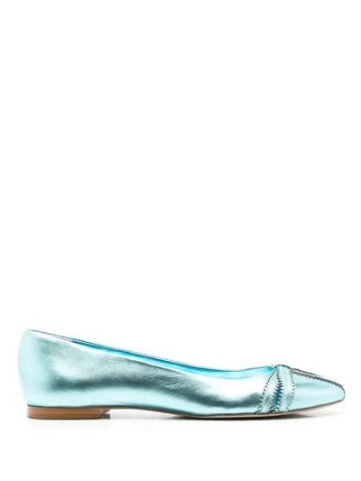 Sarah Chofakian Pati Leather Ballerina Shoes In Blue