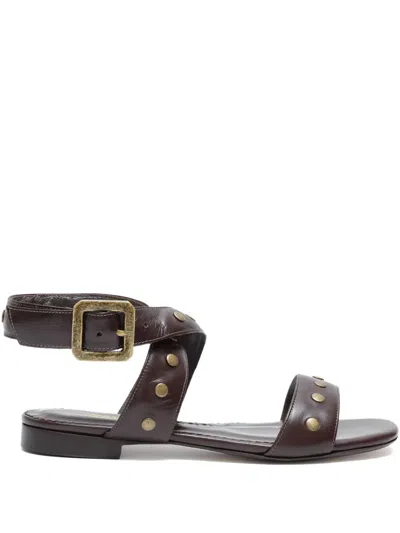 Sarah Chofakian Roast Buckle Studded Sandals In Blue