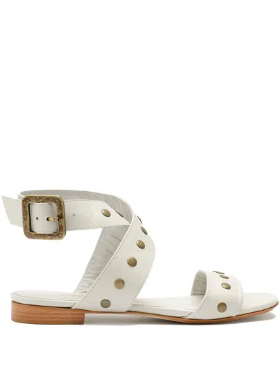 Sarah Chofakian Roast Studded Buckled Sandals In White