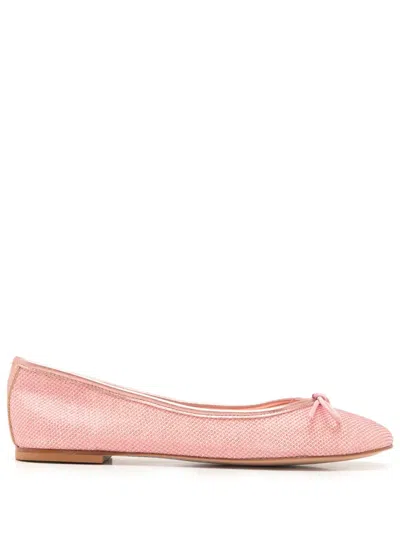 Sarah Chofakian Sapatilha Sarita Textured-leather Ballet Pumps In Pink