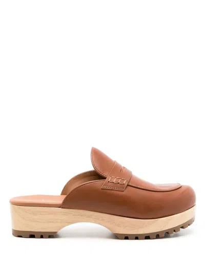 Sarah Chofakian Sarah Leather Clogs In Brown