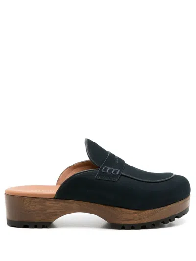 Sarah Chofakian Sarah Nubuck Leather Clogs In Blue