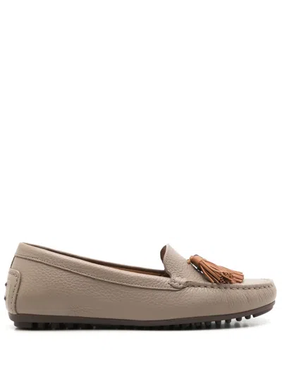 Sarah Chofakian Severine Tassel Leather Loafers In Neutrals