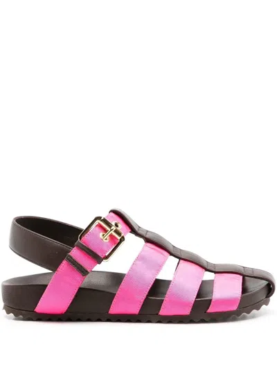 Sarah Chofakian Simpson Strap-design Flat Sandals In Brown