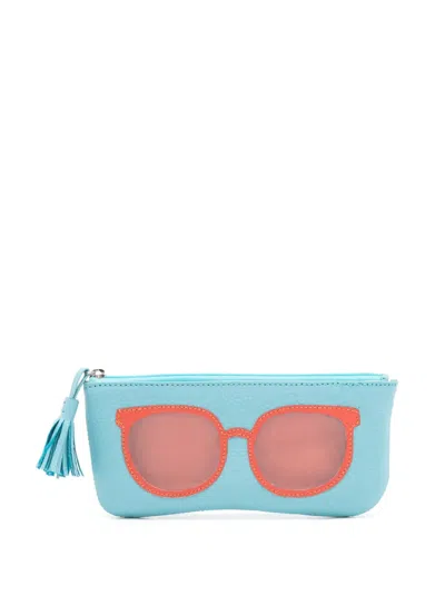 Sarah Chofakian Sunglasses-print Leather Case In Blue