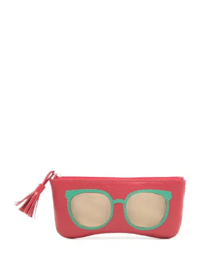 Sarah Chofakian Sunglasses-print Leather Case In Red