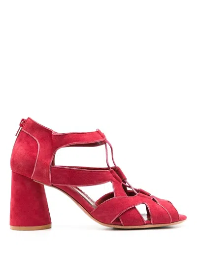 Sarah Chofakian Taylor 80mm Lace-up Sandals In Red
